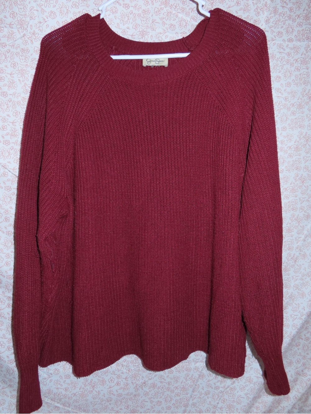 Jessica Simpson Burgundy Crew Neck Knit Sweater
